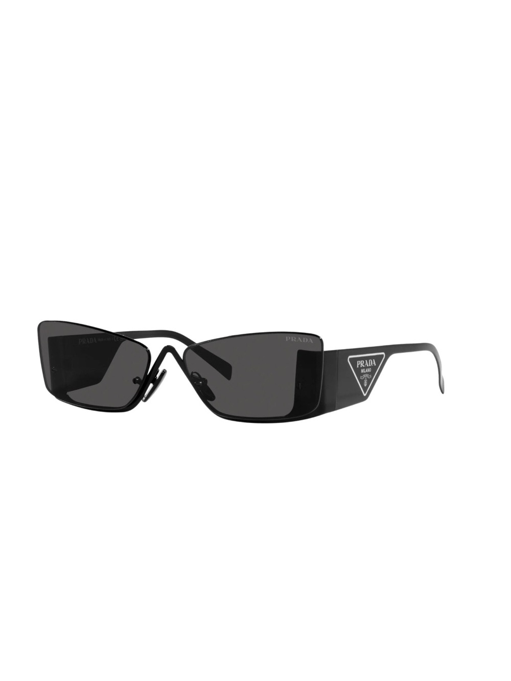 Prada Black Angular Cat-Eye Sunglasses with Logo Temple